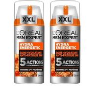 L'Oréal Men Expert - Soin Hydratant Anti-Fatigue 24H XXL pour Homme - Hydrate & Illumine - Concentré en Vitamine C Pure 10% - Usage Quotidien - Hydra Energetic - 100 ml (Lot de 2)