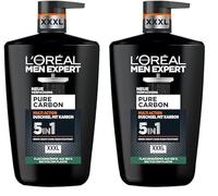 L'Oréal Men Expert XXXL Gel douche et shampooing 5 en 1 pour homme, bain douche pour nettoyer le corps, les cheveux et le visage, soin du corps pour homme pour une fraîcheur longue durée au carbone, 1