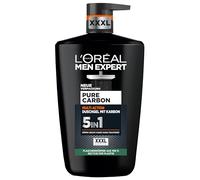 L'Oréal Men Expert XXXL Gel douche et shampooing 5 en 1 pour homme, bain douche pour nettoyer le corps, les cheveux et le visage, soin du corps pour homme pour une fraîcheur longue durée au carbone, 1