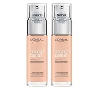 L'Oréal Paris Accord Parfait Fond de teint Fluide Texture Ultra Léger Effet Naturel Formule Hydratante avec Acide Hyaluronique Couleur 1.N Rose Ivory - 2 flacons de 30 ml