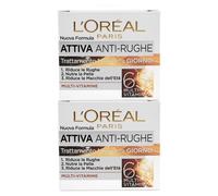 L'Oréal Paris Crème Visage Anti-Rides Active Jour et Nuit Soin Fortifiant aux Multivitamines pour Peaux Matures - 2 Pots de 50ml