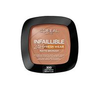 L'Oréal Paris Bronzant durable et couvrant pour bronzage naturel et mat, Infaillible 24h Fresh Wear Soft Mat Bronzer, couleur : 300 Light Medium, 1 pièce