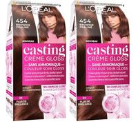 L'Oréal Paris Casting Crème Gloss Coloration Ton sur Ton pour Cheveux - Sans Ammoniaque - Brownie (454) (Lot de 2)
