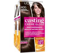 L'Oréal Paris Casting Crème Gloss Coloration Ton sur Ton pour Cheveux - Sans Ammoniaque - Châtain Craquant (400) - Lot de 2