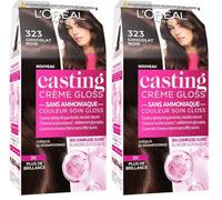 L'Oréal Paris Casting Crème Gloss Coloration Ton Sur Ton Pour Cheveux - Sans Ammoniaque - Chocolat Noir (323) (Lot de 2)