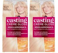 L'Oréal Paris Casting Crème Gloss Colore Trattamento senza Ammoniaca, 1021 Biondo Chiaro Perla (Lot de 2)