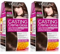 L'Oréal Paris Casting Creme Gloss, tratamiento colorante para el cabello, sin amoniaco para una fragancia agradable. Marron Chocolat 515 (Lot de 2)
