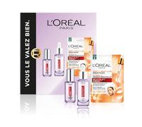 L'Oréal Paris - Coffret Cadeau - Soin Repulpant Sérum Filler Anti-Rides + Sérum Yeux + Masque Visage Éclat à l'Acide Hyaluronique - Pour une Peau Lisse et un Teint Éclatant - Tailles Réelles