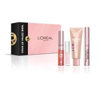 L'Oréal Paris - Coffret Maquillage Natural Glow - 4 produits - Mascara Big Deal, Enlumineur Lumi Glotion, Lumi Blush Liquide, Gloss Plump Ambition à l'Acide Hyaluronique