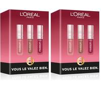 L'Oréal Paris - Coffret Trio Encres à Lèvres Éclat Naturel - Hydrate Intensément - Enrichi en Acide Hyaluronique - Hyaluron Tint - Teintes : Worth It, Berry Jolie, Nude Espresso (Lot de 2)