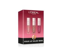 L'Oréal Paris - Coffret Trio Encres à Lèvres Éclat Naturel - Hydrate Intensément - Enrichi en Acide Hyaluronique - Hyaluron Tint - Teintes : Worth It, Berry Jolie, Nude Espresso