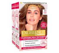 L'Oréal Paris - Coloration permanente Excellence Crèmes 7.1 blond cendré, triple traitement, couvre 100% des cheveux blancs de longue durée avec acide hyaluronique - 2 tons