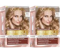 L'Oréal Paris Coloration Permanente pour Tous les Teints, Sans Ammoniaque, Tons Nude Universels avec Couverture Complète des Cheveux Gris, Crème Excellence, N° 8U Blond Clair (Blond), 1 Pièce