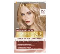 L'Oréal Paris Coloration permanente pour tous les tons de peau, coloration sans ammoniaque, nuances nude universelles avec couverture complète des cheveux gris, crème Excellence n°9U Blonde très clair