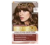 L'Oréal Paris Coloration permanente pour tous les tons de peau, coloration sans ammoniaque, teinte universelle nude avec couverture complète des cheveux gris, crème Excellence, n°6U blond foncé (blond