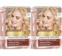 L'Oréal Paris Coloration permanente pour tous les tons de peau, coloration sans ammoniaque, tons nude universels avec couverture complète des cheveux gris, crème Excellence Crème, #10U Blond clair