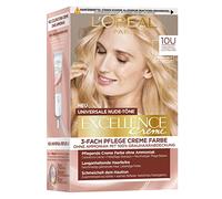 L'Oréal Paris Coloration permanente pour tous les tons de peau, coloration sans ammoniaque, tons nude universels avec couverture complète des cheveux gris, crème Excellence Crème, #10U Blond clair