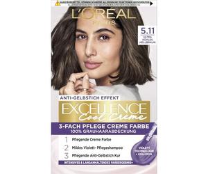 L'Oréal Paris Coloration permanente ultra froid Couverture 100 % cheveux gris Kit coloration, shampoing et crème nourrissante, Excellence Cool N°5.11 Marron