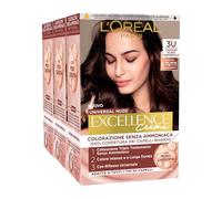 3 x L'Oréal Paris Excellence Creme Universal Nude Coloration Permanent Châtain foncé 3U triple traitement - 3 Tintes