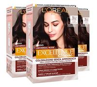 3 x L'Oréal Paris Excellence Creme Universal Nude Coloration Permanent Châtain foncé 3U triple traitement - 3 Tintes