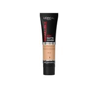L'Oreal Paris Cover Fond de teint liquide, avec 4% de niacinamide, longue durée, finition naturelle, disponible en 20 nuances, SPF 25, couverture mate infaillible 32H, 145 Sous-ton chaud, 30 ml