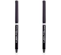 L'Oréal Paris Crayon automatique en gel infaillible 36H Grip Liner, trait dégradé à longue tenue, imperméable, formule en gel, teinte : 02 mat noir (Lot de 2)