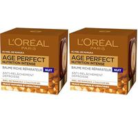 L'Oréal Paris - Crème de Nuit Anti-Âge - Baume Riche Réparateur - Concentré en Miel de Manuka & Calcium B5 - Pour Peaux Matures Dénutries - Nutrition Intense - Age Perfect - 50 ml (Lot de 2)