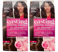 L'Oréal Paris Crème Gloss colorante Châtain clair 500 (Lot de 2)