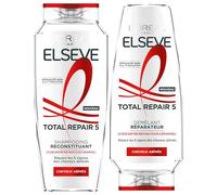 L'Oréal Paris - Duo Shampooing & Démêlant Réparation Intense - Tous Types de Cheveux Abîmés - Enrichi en Concentré Réparateur Céramides - Elseve Total Repair 5-400 ml + 300 ml