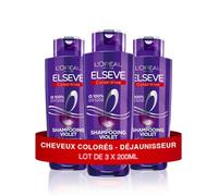 L’ORÉAL PARIS - Lot de 3 Shampooings Violet Déjaunisseur - Cheveux Blonds, Décolorés, Méchés ou Blancs - Neutralise et Corrige - Anti-Reflets Jaunes & Orangés - Elseve Color-Vive - 3x200 ml