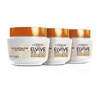 L'Oréal Paris Elsève Huile Extraordinaire de Coco - Masque Multi-Usages pour Cheveux Fins et Secs - Lot de 3 Pots de 300ml