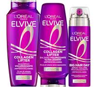 L'Oréal Paris Elvital Collagen Lifter Volume Routine pour cheveux plus épais Avec shampooing, après-shampoing et spray Big Hair Day 3 pièces