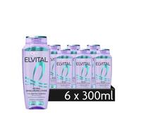 L'Oréal Paris Elvital Shampooing dégraissant pour cuir chevelu gras et longueurs nécessitant de l'humidité, à l'acide salicylique et à l'acide hyaluronique, Hydra Hyaluronic Pure 6 x 300 ml