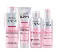 L'Oréal Paris Elvive Glycolic Gloss Après-Shampooing 150ml + Shampoing 200ml + Sérum Sans Rinçage 150ml + Traitement de Laminage 5 Minutes 200ml pour Cheveux Ternes et Poreux - 4 Flacons