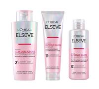 L'Oréal Paris Elvive Glycolic Gloss Après-Shampooing 150ml + Shampoing 200ml + Traitement Laminage 5 Minutes 200ml Coffret pour Cheveux Ternes et Poreux Brillance Intense et Longue Durée - 3 Flacons
