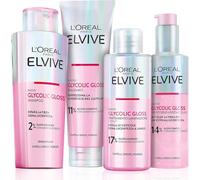 L'Oréal Paris Elvive Glycolic Gloss Routine Capillaire Elseve à L'Acide Glycolique Après-Shampooing 150ml + Shampoing 200ml + Sérum Sans Rinçage 150ml + Soin Lamination 5 Minutes 200ml - 4 Flacons