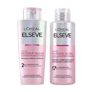 L'Oréal Paris Elvive Glycolic Gloss Shampooing à L'Acide Glycolique Cheveux Poreux et Ternes 200ml + Traitement Laminant 5 minutes Scelle Les Cuticules et Apporte Brillance Intense 200ml - 2 Flacons