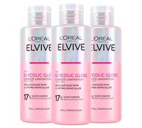L'Oréal Paris Elvive Glycolic Gloss Traitement Lamination 5 minutes avec acide glycolique pour cheveux éteints et poreux éclat intense et durable - 3 flacons de 200 ml