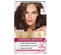 L'Oréal Paris Excellence Coloration Permanente Châtain 4 - Kit 3 étapes (crème, shampooing soin, masque)