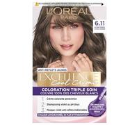 L'Oréal Paris Excellence Cool Crème Coloration Blond Foncé Cendré 6.11 | Technologie violette anti-reflets jaunes, Pro-Kératine, Masque déjaunisseur, Triple soin protecteur