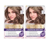 L'Oréal Paris Excellence Cool Crèmes Coloration Permanente Triple Traitement Technologie Violet Anti-Jaune Crème Colorante Protection 7.11 Blond Ultra Froid - 2 Paquets