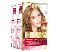 L'Oréal Paris - Excellence Crème - Coloration Permanente Triple Soin 100% Couverture Cheveux Blancs - Nuance 7,3 Blond Doré - Lot de 2
