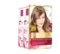L'Oréal Paris - Excellence Crème - Coloration Permanente Triple Soin 100% Couverture Cheveux Blancs - Nuance 7,1 Blond Cendré - Lot de 2