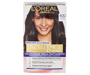 l'Oréal Paris Excellence Créme Dédié aux Brunettes Coloration Permanente, Excellente Couverture Cheveux Blancs, 400 Châtain Naturel