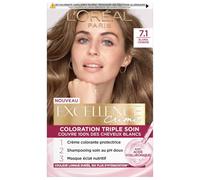 L'Oréal Paris - Excellence Crème -Kit de Coloration Permanente Triple Soin de Cheveux - 100% Couverture Cheveux Blancs - Nuance 7,1 Blond Cendré
