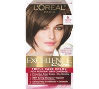 L'Oreal Paris Excellence Creme Permanent Triple Care Hair Color 5 Medium Brown Gray Coverage Up to 8 Weeks All Hair Types Pack of 1
