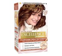 L'Oréal Paris Excellence Intense Coloration Teinture Reflets Intenses Triple Traitement Acide Hyaluronique Couvre Cheveux Gris 6.32 Blond Foncé Châtain Perle Excellence Crème Coloration Permanente