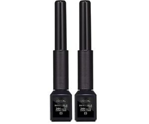L'Oréal Paris - Eyeliner Pinceau mat et longue tenue - Matte Signature - Teinte : Noir Intense - 3 ml (Lot de 2)