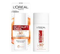 L'Oréal Paris - Fluide Anti-UV FPS 50+ Vitamine C + Vitamine E + Acide Hyaluronique - Taches, Rides & Teint Irrégulier - Fini Invisible - Protection UVB & UVA longs - Revitalift Clinical - 50 ml