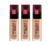 L'Oréal Paris Fond de Teint Fluide Infaillible 24h Fresh Wear - Tous Types de Peaux - 140 Beige Doré, Lot de 3 (3 x 30 ml)